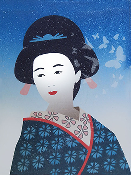 Japanese girl with butterflies